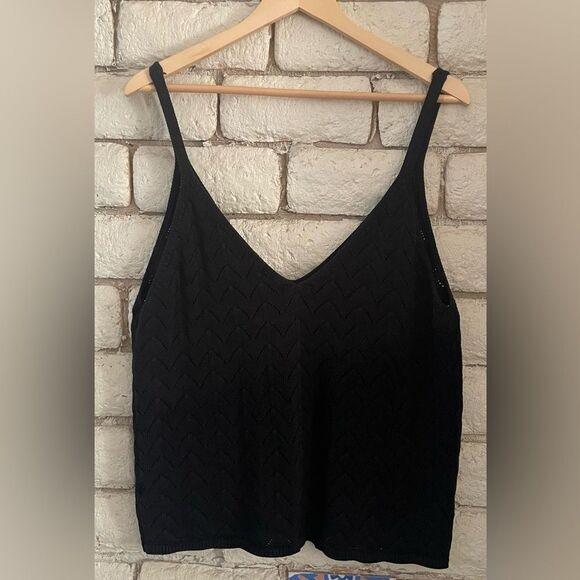Knit sweater like tank top v-neck Size 2XL Women’s black knit blouse - Picture 4 of 6